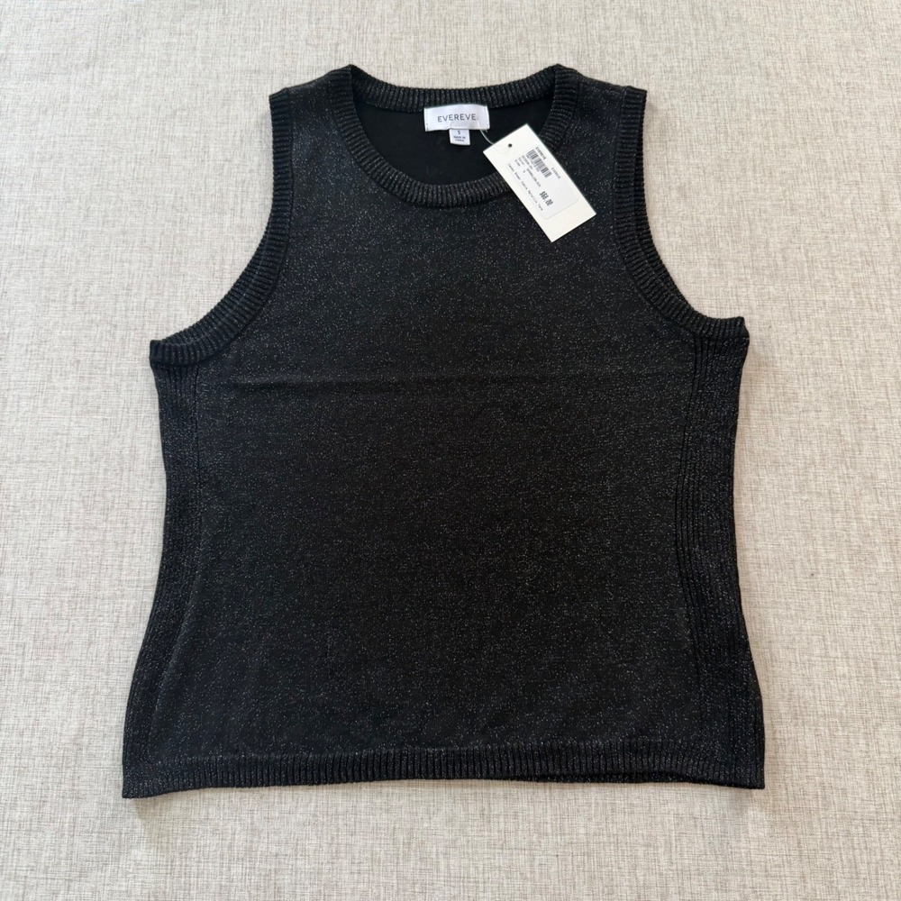 Evereve Casey Sheer Cable Metallic Tank Sparkle Womens Small NWT Holiday Party